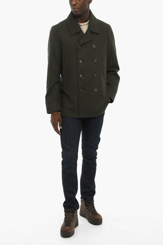 Wool Blend Unlined MELTON Double Breast Peacoat