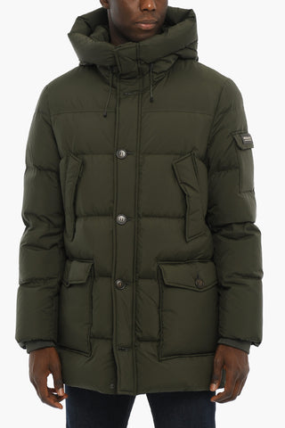 Solid Color SIERRA SUPREME Down Jacket with Hood and Hidden Closure