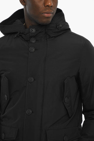 PENN-RICH Parka SHORT EBONY Imbottito Con Tasche a toppa