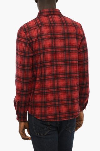 Camicia in Misto Lana Motivo Plaid con Doppio Taschino