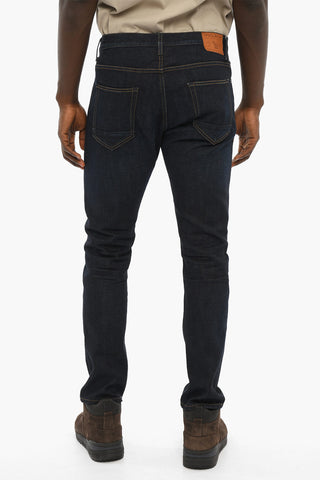 Solid Color Regular Fit Jeans with Visible Stitching 18cm