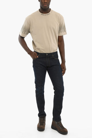Solid Color Regular Fit Jeans with Visible Stitching 18cm