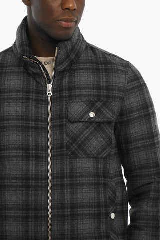 Plaid Motif Down Jacket with Extractable Hood
