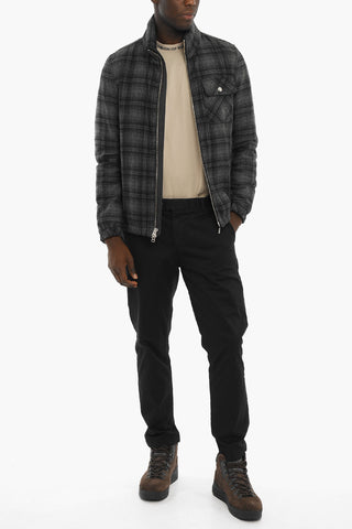 Plaid Motif Down Jacket with Extractable Hood