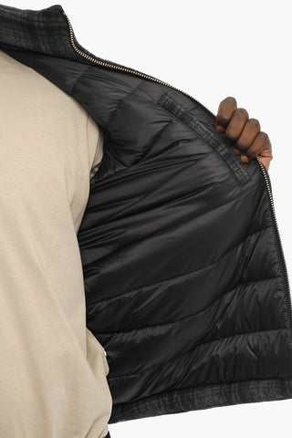 Plaid Motif Down Jacket with Extractable Hood