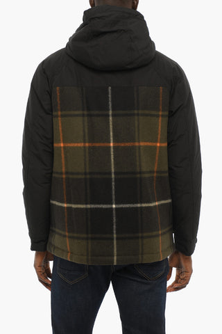 Plaid Motif Double Layered Down Jacket with Hood