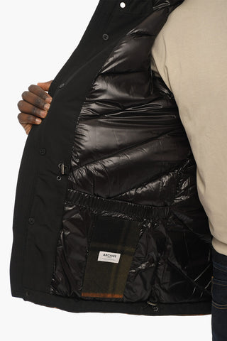 Plaid Motif Double Layered Down Jacket with Hood