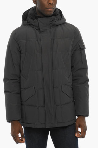 Solid Color BLIZZARD Down Jacket with Detachable Real Fur Trim