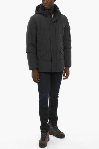Solid Color BLIZZARD Down Jacket with Detachable Real Fur Trim