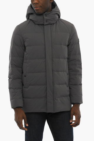 Solid Color SIERRA Down Jacket with Removable Hood and Hidden Closure