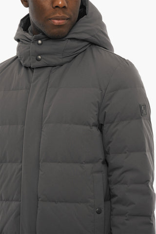 Solid Color SIERRA Down Jacket with Removable Hood and Hidden Closure