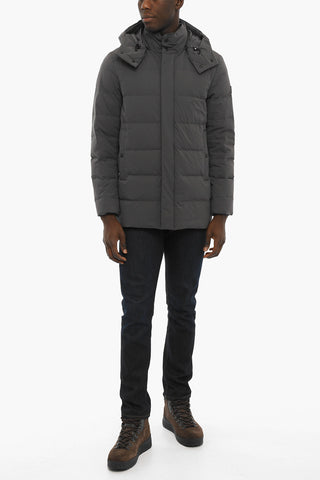 Solid Color SIERRA Down Jacket with Removable Hood and Hidden Closure
