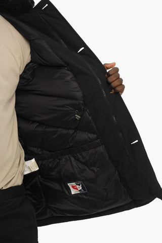 Solid Color Down Jacket with Hood and Real Fur Detail