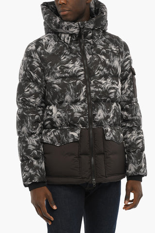 Printed SIERRA Down Jacket with Breast Pocket on the Sleeve