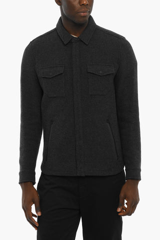 Wool Blend Overshirt with Double Breast Pocket