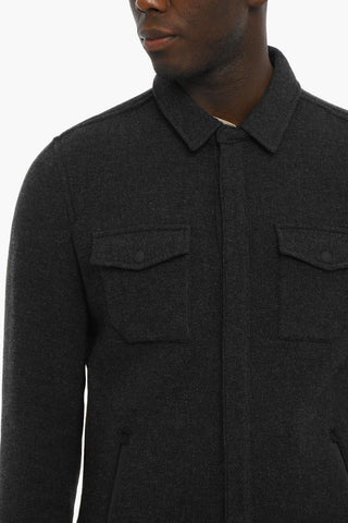 Wool Blend Overshirt with Double Breast Pocket