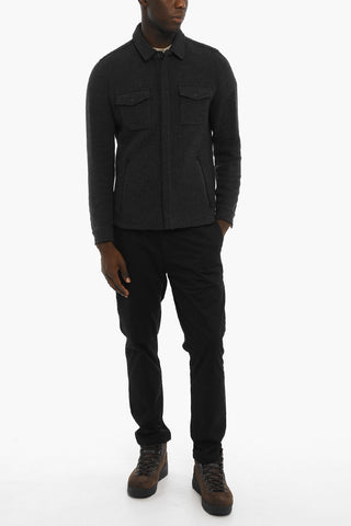 Wool Blend Overshirt with Double Breast Pocket