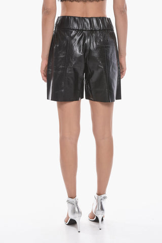 Brushed Leather CHIRAC Shorts with Drawstring
