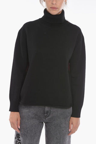 Turtleneck Pullover with Multicolored Details