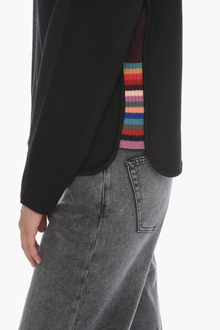 Turtleneck Pullover with Multicolored Details