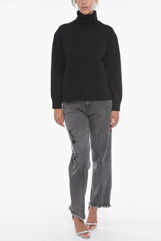 Turtleneck Pullover with Multicolored Details