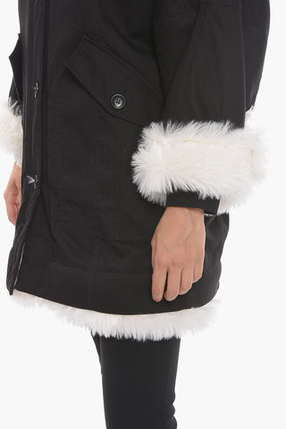 Embroidered Parka with Eco-fur Lining