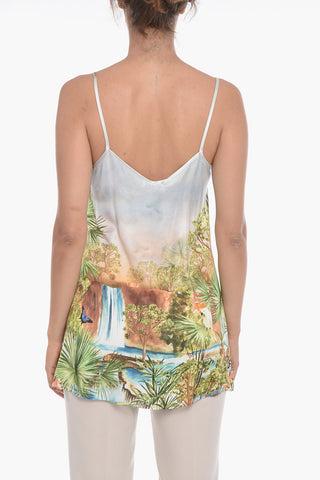 Viscose-satin TECLA Top with Jungle Print