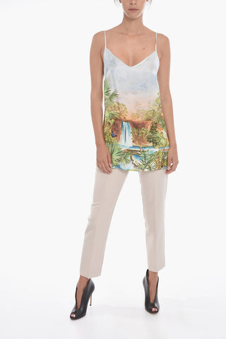 Viscose-satin TECLA Top with Jungle Print