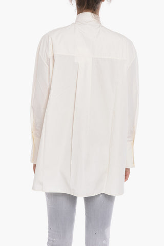 Cotton-poplin Oversized V-neck Shirt