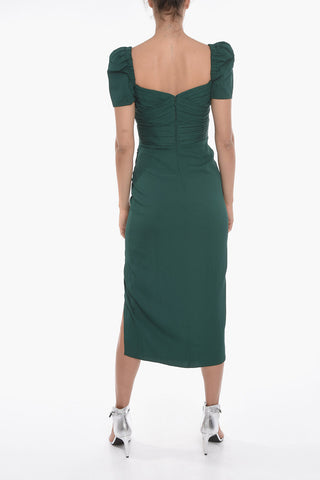 IRIS Gathered Dress with Sweetheart Neckline and Puffed Sleeves