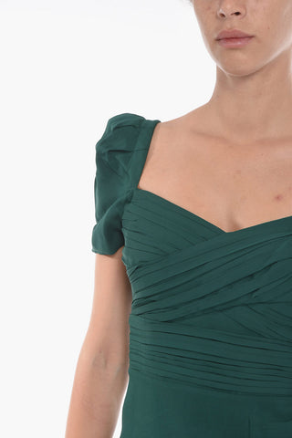 IRIS Gathered Dress with Sweetheart Neckline and Puffed Sleeves