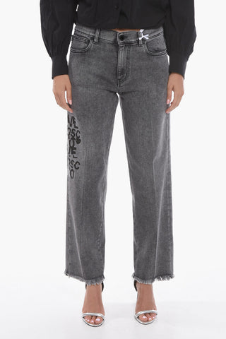 5 Pocket Straight Fit Denims with Side Print 20cm