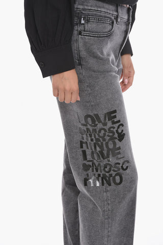 5 Pocket Straight Fit Denims with Side Print 20cm