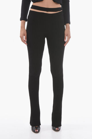 Ribbed Knit Trousers with Skinny-fit