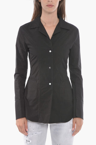Asymmetric Fitted Shirt with Notch Lapel