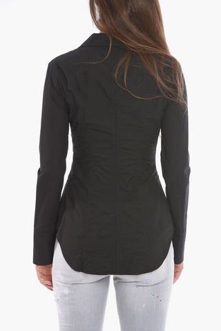Asymmetric Fitted Shirt with Notch Lapel
