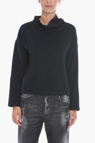 Maglia in Pile con Collo ad Anello e Zip Laterali
