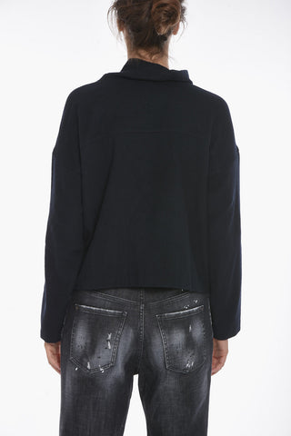 Maglia in Pile con Collo ad Anello e Zip Laterali