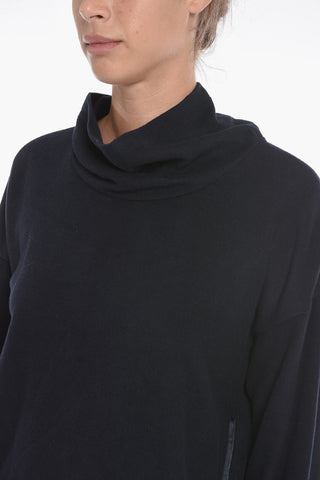 Maglia in Pile con Collo ad Anello e Zip Laterali