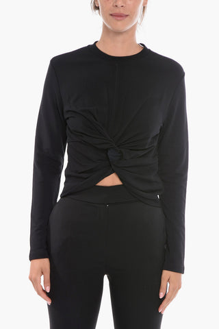 T-shirt a Maniche Lunghe con Dettaglio Nodo