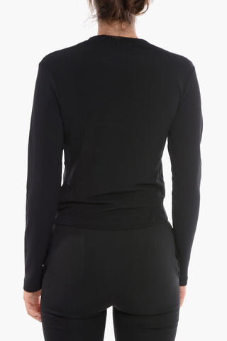 T-shirt a Maniche Lunghe con Dettaglio Nodo