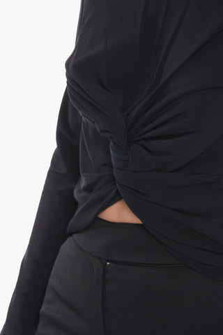 T-shirt a Maniche Lunghe con Dettaglio Nodo