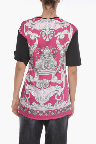 T-Shirt in Doppio Tessuto con Drappeggio e Spille