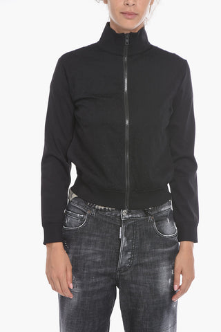 Double-layered Mock Neck Sweatshirt with Front Zip
