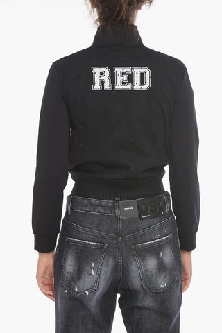 Double-layered Mock Neck Sweatshirt with Front Zip