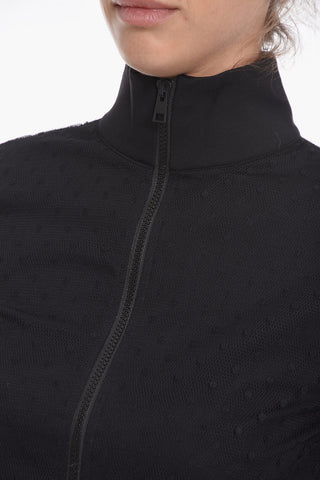Double-layered Mock Neck Sweatshirt with Front Zip
