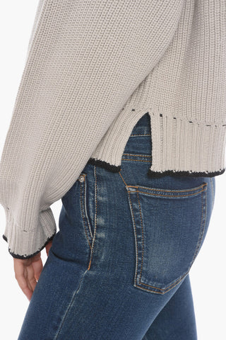 Crew Neck Wool Sweater with Cut-out Detail