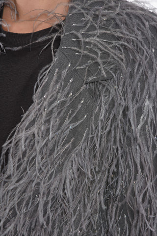 버진 울 싱글 브레스트 블레이저 GREENOCK 깃털 디테일