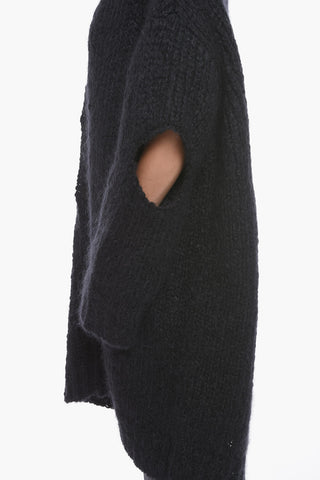 Cashmere Blend Long Cardigan with Cut-out Details