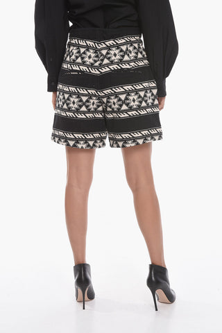 Cotton Blend LINIMA Shorts with Geometric Motif